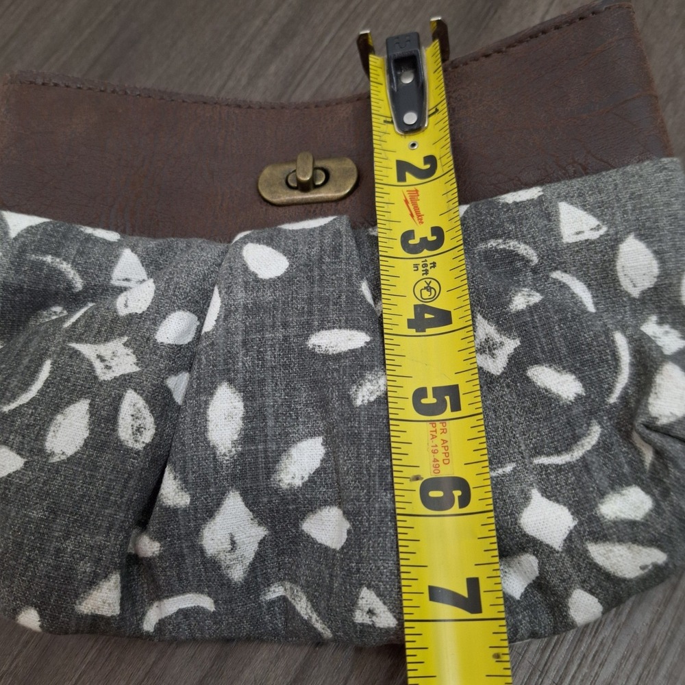 Rebekah Scott Designs Brown Grey Convertible Crossbody Clutch Bag Floral Lining - Picture 6 of 7